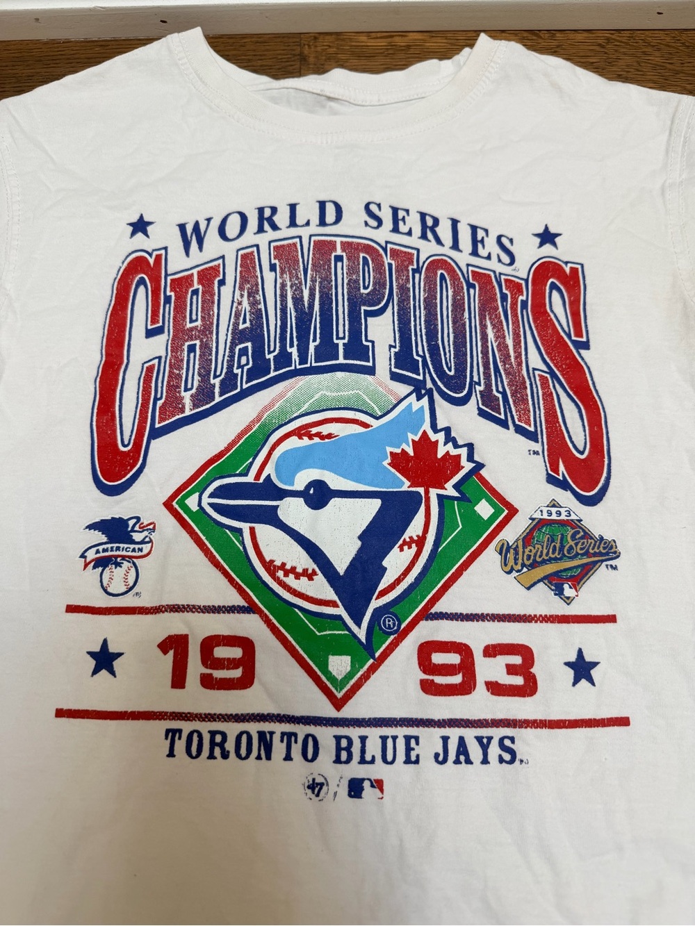 TORONTO BLUE JAYS MLB Baseball White 1993 World Series Champions Tee Size Small - Picture 3 of 11
